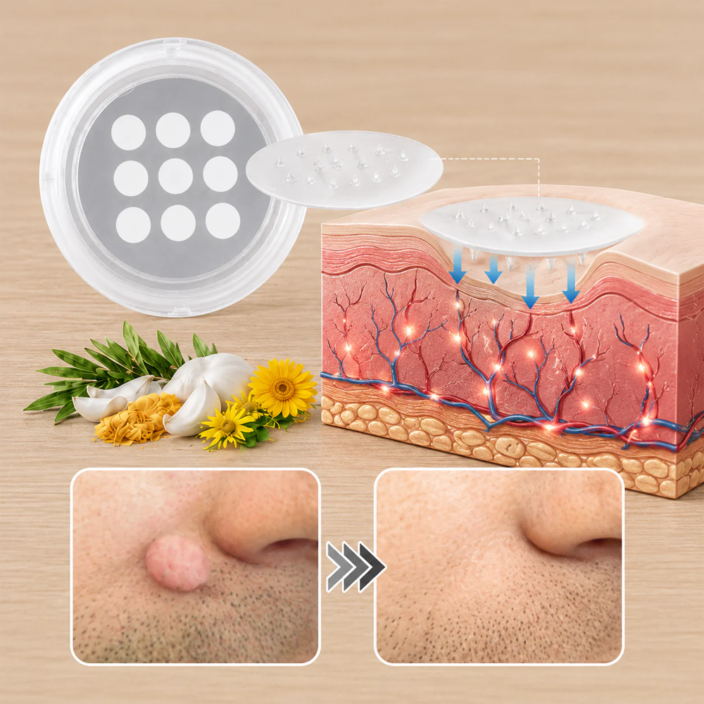 ✅GFOUK® 2-in-1 Microneedle & Hydrocolloid Patch🍀 | Removes raised moles, acne, flat warts, and skin tags | Invisible patches for face and body