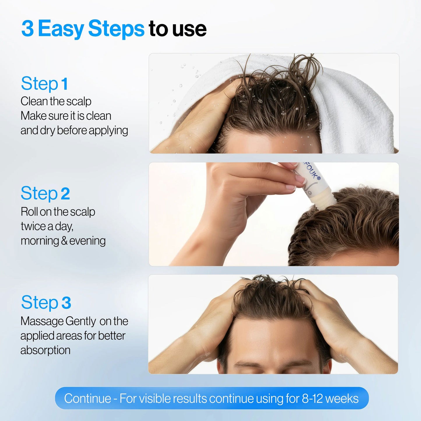 GFOUK® For Fuller-Looking Hair & Scalp Strengthening Roll-On Serum | Deoxyribose, Rosemary, EGF, Caffeine for Fine, Thin Hair | K-Beauty