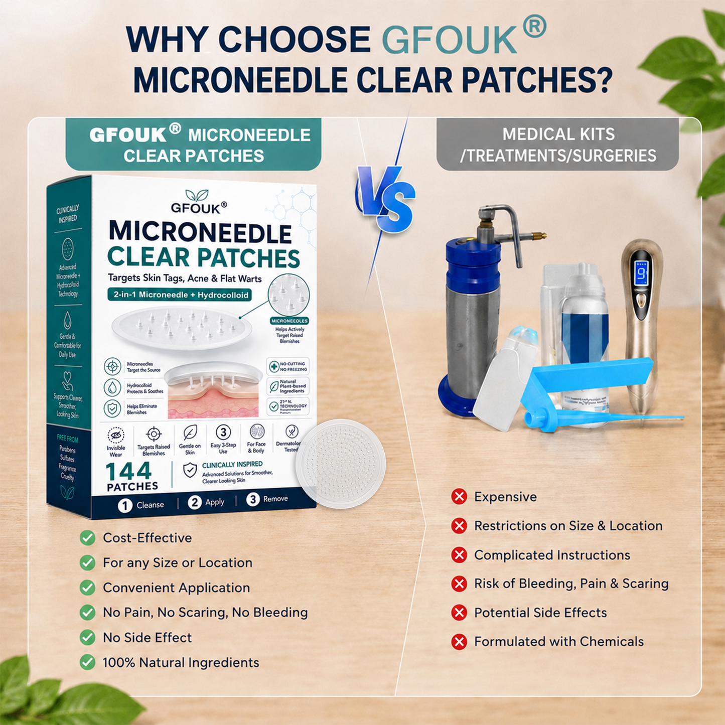 🔥GFOUK® 2-in-1 Microneedle & Hydrocolloid Patch🍀 | Removes raised moles, acne, flat warts, and skin tags | Invisible patches for face and body