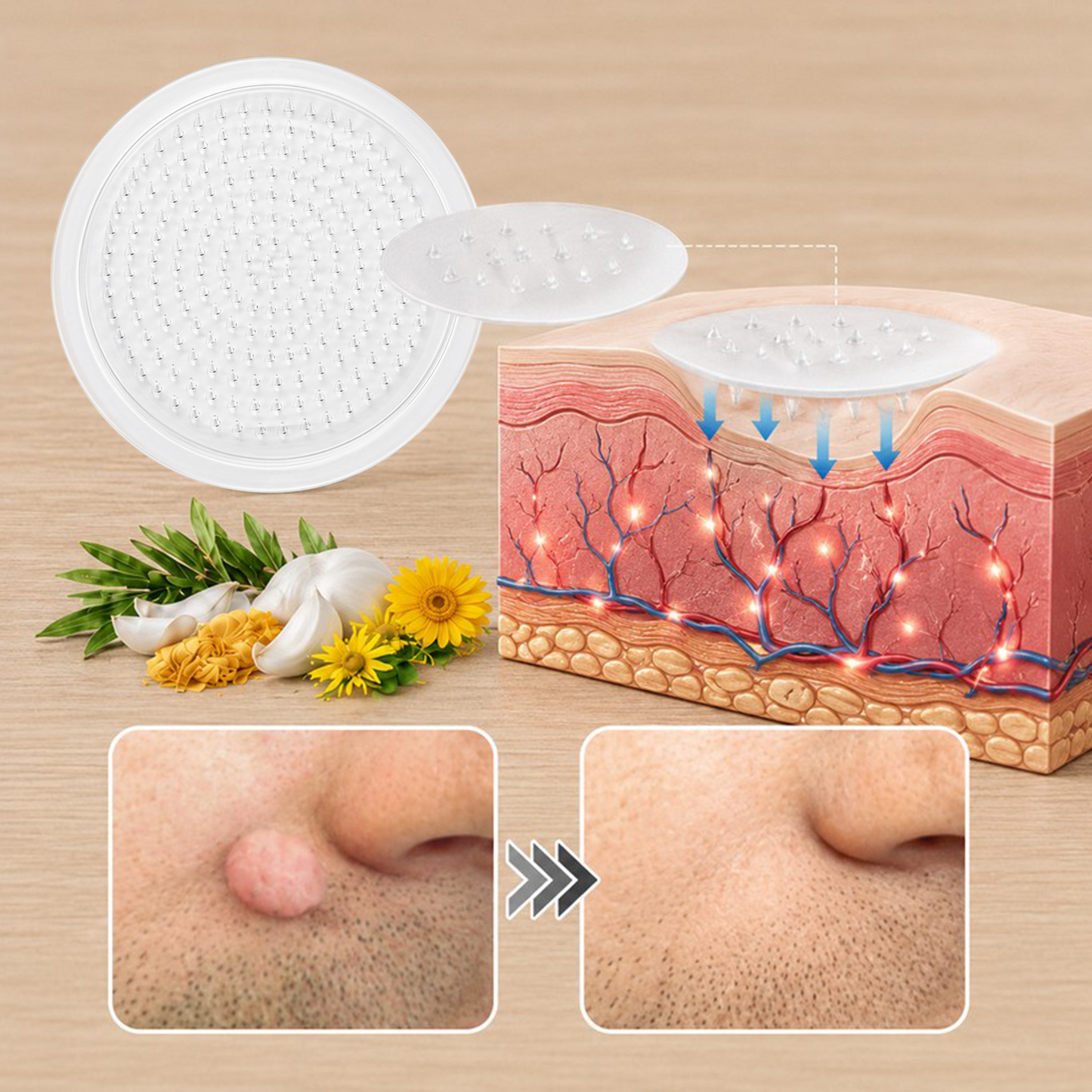 🔥GFOUK® 2-in-1 Microneedle & Hydrocolloid Patch🍀 | Removes raised moles, acne, flat warts, and skin tags | Invisible patches for face and body