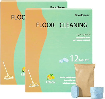 Floor Cleaning Tablets - Safe for Wood Tile Marble Quick Dry No Residue 12 Tablets Lemon Scent