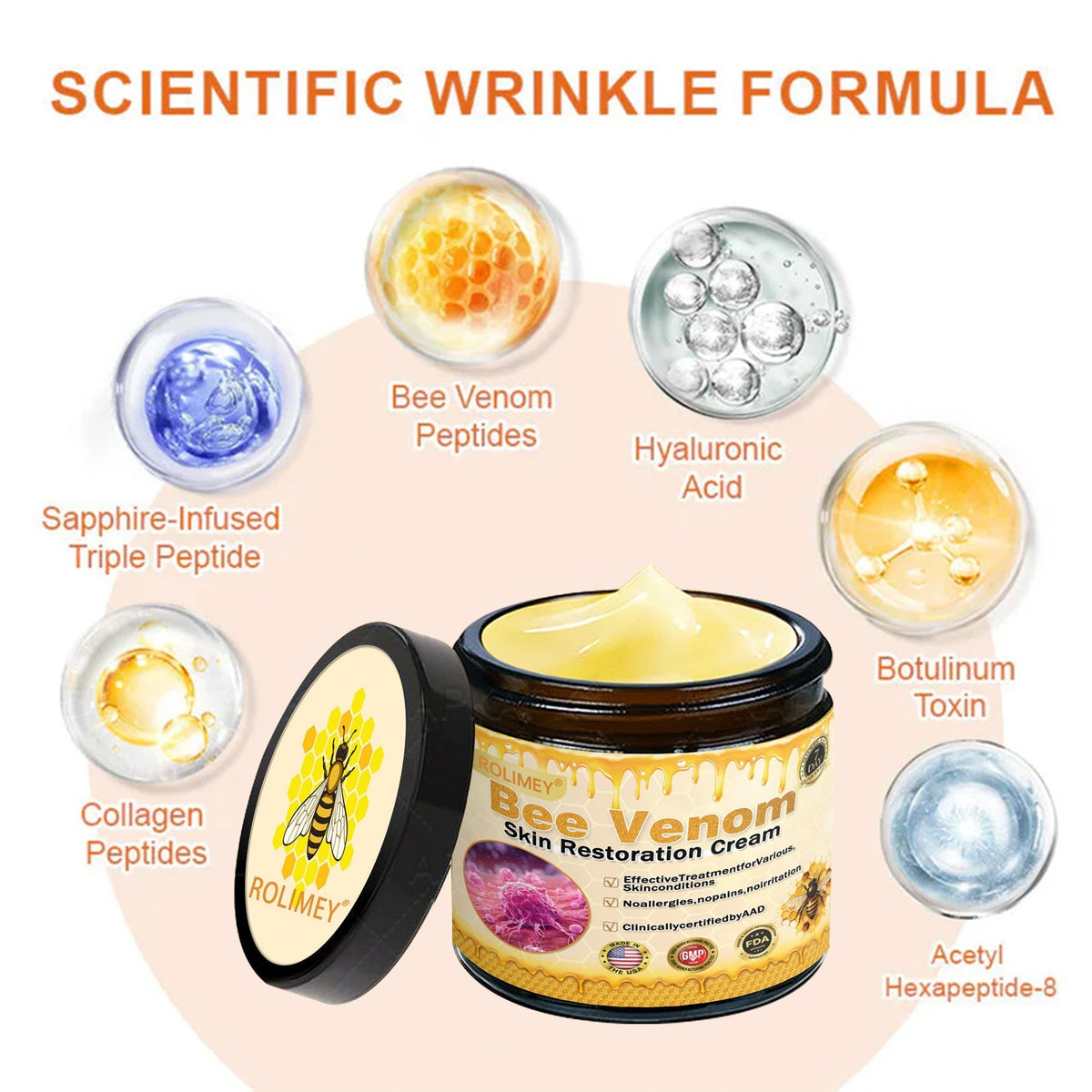🎁💎Rolimey® Bee Venom Skin Restoration Cream —Tightening for Skin Types
