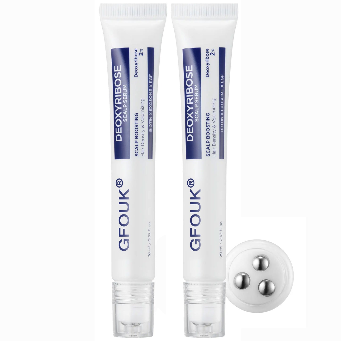 GFOUK® For Fuller-Looking Hair & Scalp Strengthening Roll-On Serum | Deoxyribose, Rosemary, EGF, Caffeine for Fine, Thin Hair | K-Beauty