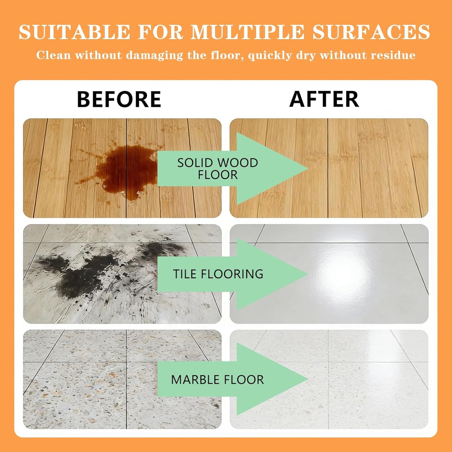 Floor Cleaning Tablets - Safe for Wood Tile Marble Quick Dry No Residue 12 Tablets Lemon Scent
