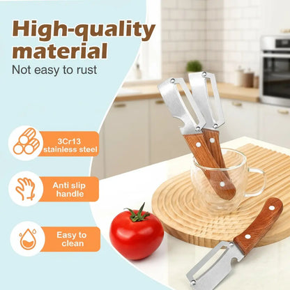 🔥Foodsaver@ Wooden-Handled Stainless Steel Shredder and Peeler (Offer)