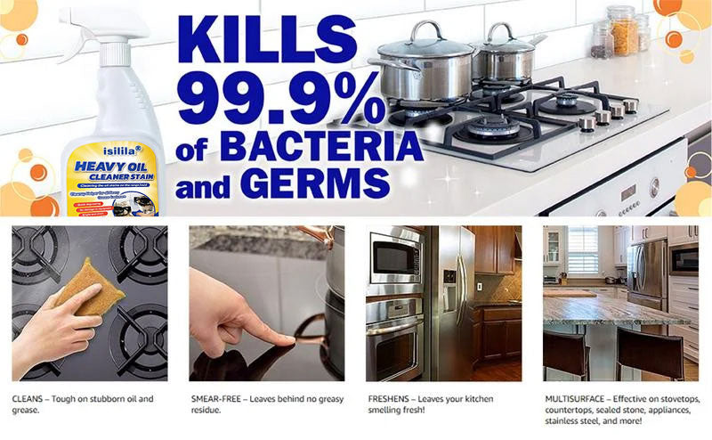 All Purpose Kitchen Heavy Oil Cleaning Agent-Antibacterial Spray for Countertops, Ovens, and Appliances