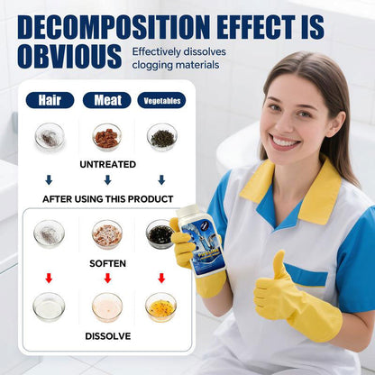Powerful Pipe Dredging Agent for Kitchen and Toilet Pipelines - Dissolves 200+ Blockages and Kills 99% of Bacteria