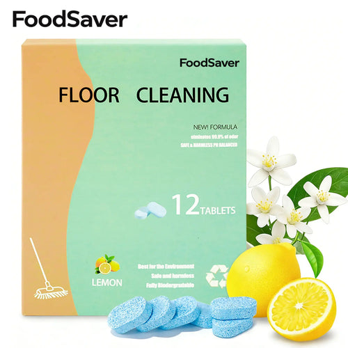 Floor Cleaning Tablets - Safe for Wood Tile Marble Quick Dry No Residue 12 Tablets Lemon Scent