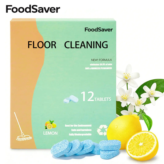 Floor Cleaning Tablets - Safe for Wood Tile Marble Quick Dry No Residue 12 Tablets Lemon Scent