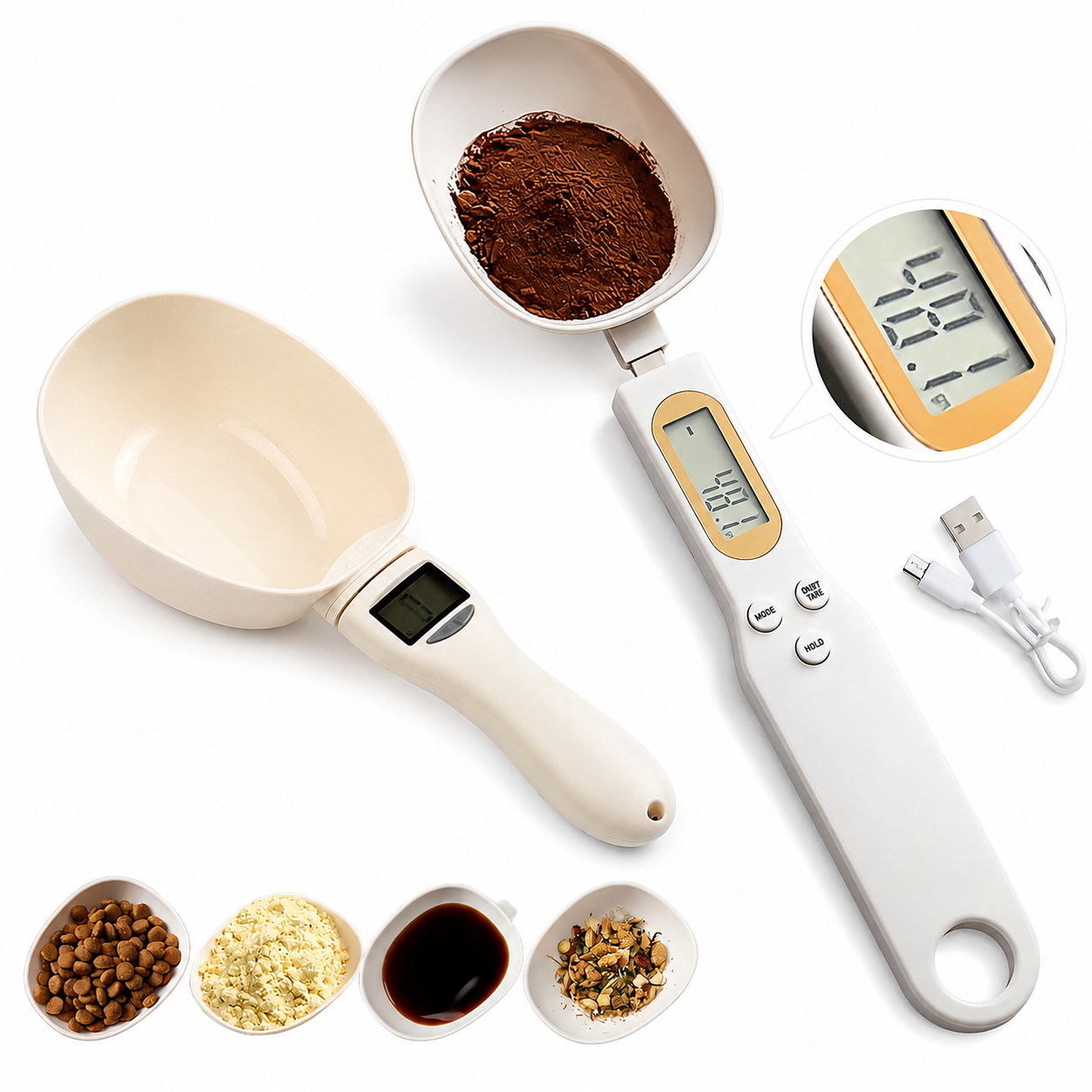 Rechargeable version (small spoon + large spoon)+Pet food scoop