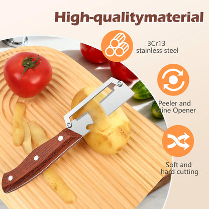 🔥Foodsaver@ Wooden-Handled Stainless Steel Shredder and Peeler (Offer)
