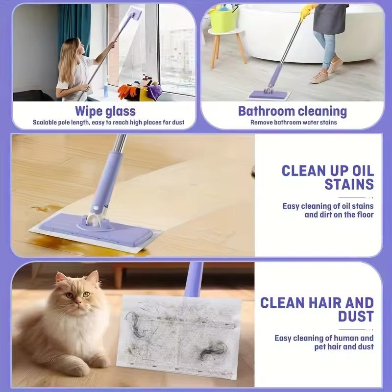 Final 3 hours 50% off: 🔥No-wash Mop, Uses Disposable Face Towel, Hands-Free Replacement, Dry and Wet Multi Surface Floor Cleaner, Bathroom Cleaning